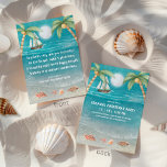Invitación Warmer Wonderland Tropical Beach Navidades Fiesta<br><div class="desc">La invitación a la fiesta de Navidades tropicales incluye una playa con luz de la luna, conchas y arena brillante, palmeras y un barco que navega en el mar turquesa. Las letras son de la melodía de "Winter Wonderland" pero con un giro tropical que dice: "Sonido de casetas, ¿estás escuchando?...</div>