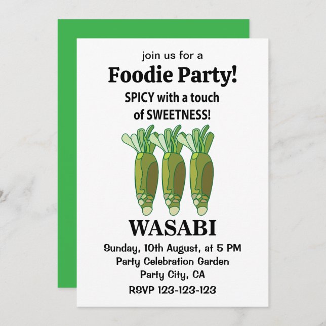Invitación Wasabi Spicy Con Un Toque De Dulce Wasabi (Anverso / Reverso)