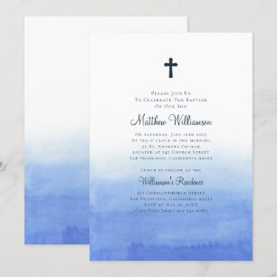 Invitación Wash Ombre Baptismal acuarela
