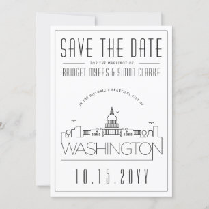 Invitación Washington DC   Estilizado Skyline Guardar la fech