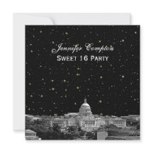 Washington DC Silueta Grabado Estrellado DIY SQ Du