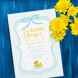 Invitación Water Droplets Gingham Boy Baby Shower