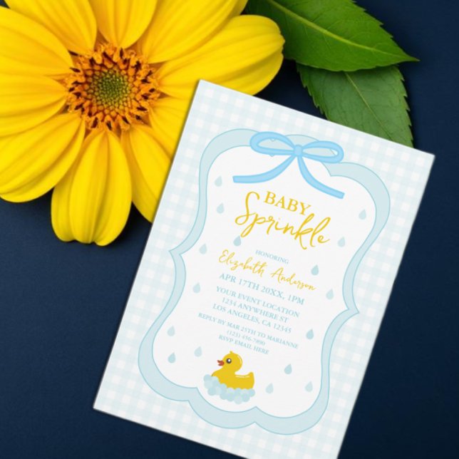 Invitación Water Droplets Gingham Boy Baby Sprinkle (Subido por el creador)
