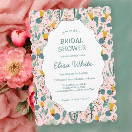 Invitación Water Garden Floral Bridal Shower Cute CUSTOM 