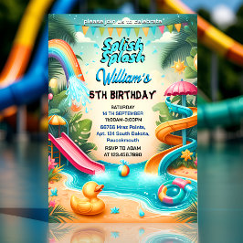Invitación Water Park Guay Summer splash pad para 4º cumpleañ