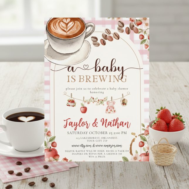 Invitación watercolor a berry sweet baby is brewing apple (Subido por el creador)
