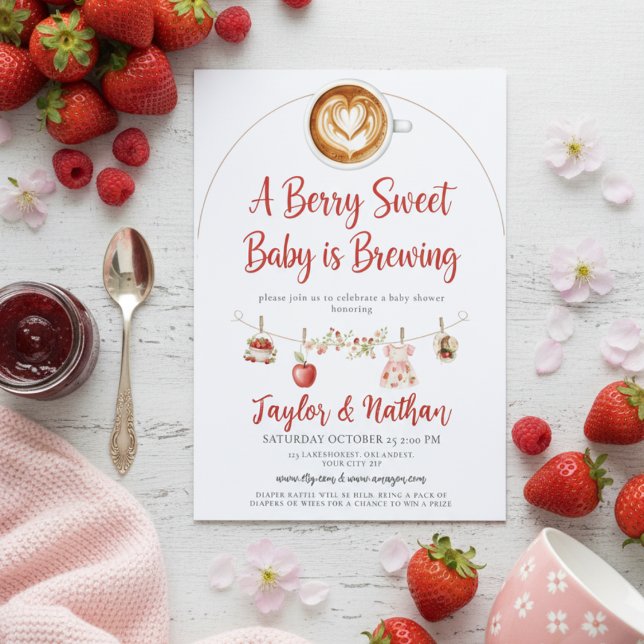 Invitación watercolor a berry sweet baby is brewing apple (Subido por el creador)