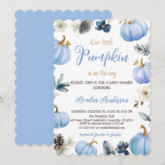 Invitación Watercolor A Little Pumpkin Fall Boy Baby Shower