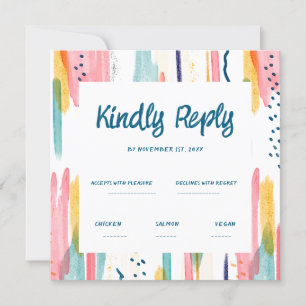 Invitación Watercolor Abstract Colorful Brush Wedding Rsvp