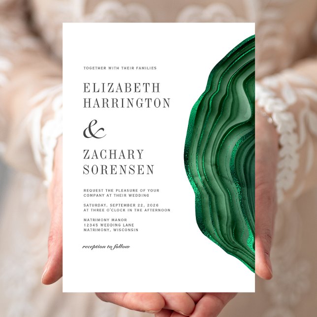 Invitación Watercolor Agate Emerald Green Wedding (Subido por el creador)