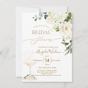 Invitación Watercolor Alabaster Rosas Brillante