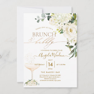 Invitación Watercolor Alabaster Rosas Brunch Bubbly