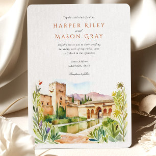 Invitación Watercolor Alhambra España Boda de destino
