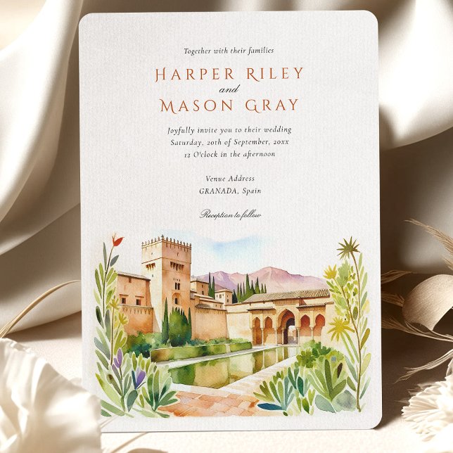 Invitación Watercolor Alhambra España Boda de destino (Subido por el creador)