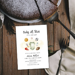 Invitación Watercolor All Star Sports Baby Shower Invitation