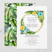 Watercolor Aloha Tropical Summer Beach Wedding
