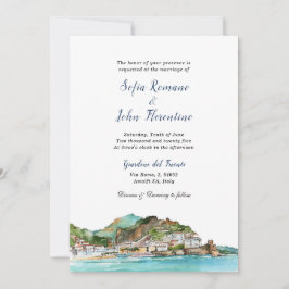Invitación Watercolor Amalfi Coast Italia Skyline boda