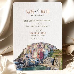Invitación Watercolor Amalfi Coast Wedding Save The Date Card