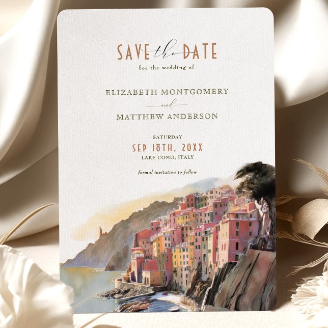 Invitación Watercolor Amalfi Coast Wedding Save The Date Card (Subido por el creador)