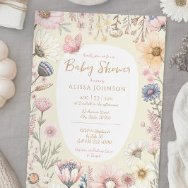 Invitación Watercolor amarillo Floral Baby Shower