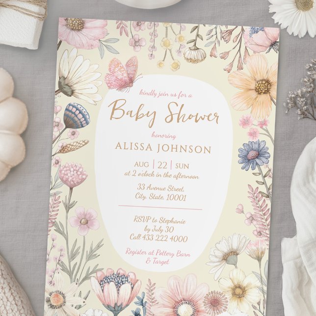 Invitación Watercolor amarillo Floral Baby Shower (Subido por el creador)