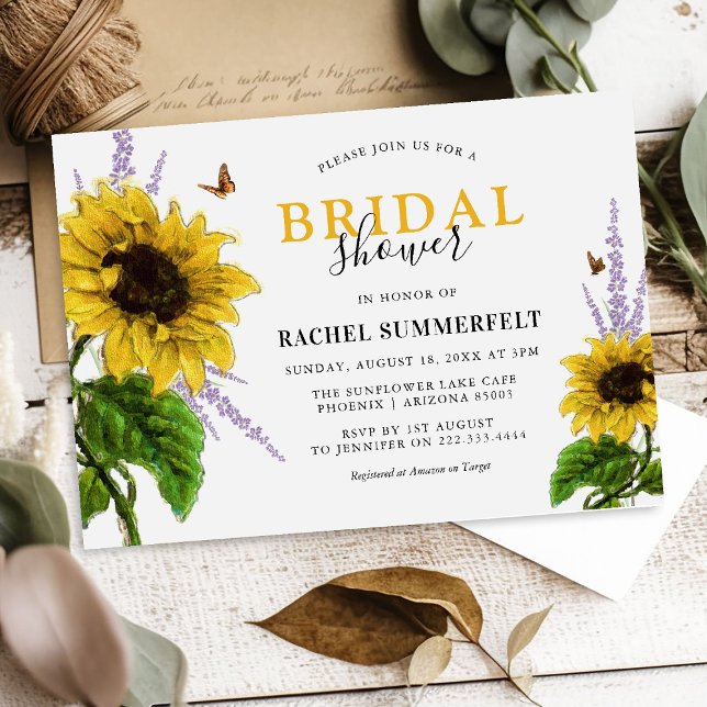 Invitación Watercolor Amarillo girasol Ducha de novia (Subido por el creador)
