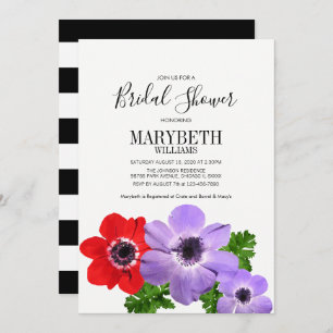 Invitación Watercolor Anemone Floral Bridal Shower Card