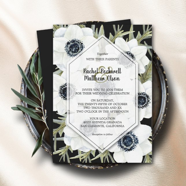 Invitación Watercolor Anemones Boda Botánico (Subido por el creador)