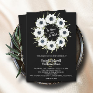 Invitación Watercolor Anemones Wreath Boda