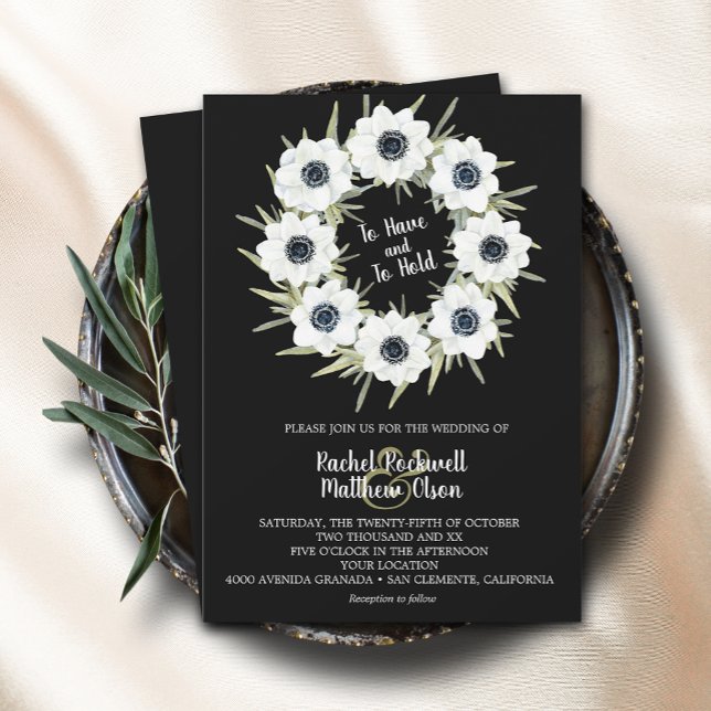 Invitación Watercolor Anemones Wreath Boda (Subido por el creador)