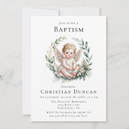 Invitación Watercolor Angel Wings Baptism 