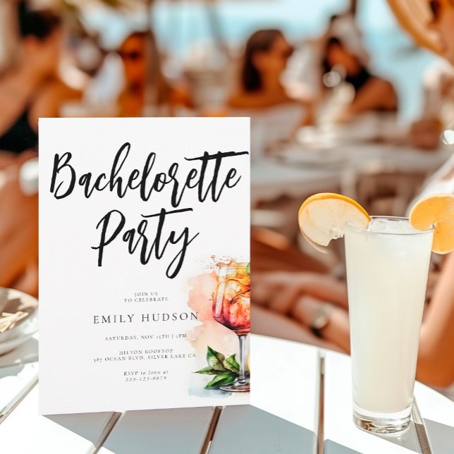 Invitación Watercolor Aperol Spritz Bachelorette (Subido por el creador)
