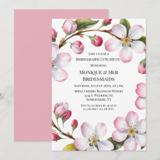 Invitación Watercolor Apple Cherry Blossom Bridesmaids Lunch