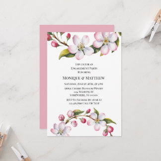 Invitación Watercolor Apple Cherry Blossom Engagement Party 