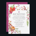 Invitación Watercolor Aquarelle Flor salvaje Bat Mitzvah<br><div class="desc">Personalizable de invitación de mitzvah,  murciélago de flores de campo de ciruela y borgoña,  a los detalles de su evento.</div>