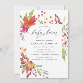 Invitación Watercolor Aquarelle Wild Flower Baby Shower
