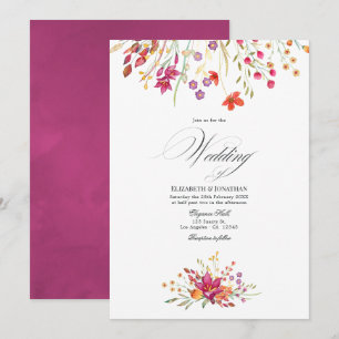Invitación Watercolor Aquarelle Wild Flower Wedding