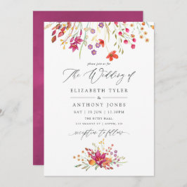 Invitación Watercolor Aquarelle Wild Flower Wedding