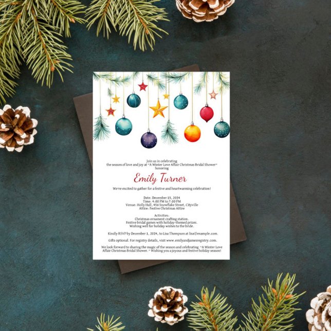 Invitación Watercolor Árbol de Navidad Ramas Bridal Shower (Subido por el creador)