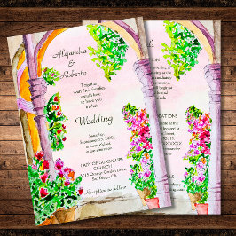 Invitación Watercolor Arches Bougainvillea Boda floral