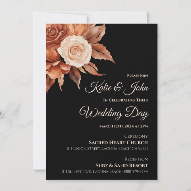 Invitación Watercolor Autumn Elegance-Boda- (Anverso)