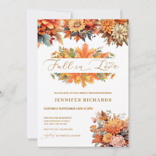 Invitación Watercolor Autumn Floral   Caída enamorada