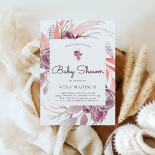 Invitación Watercolor Autumn Flowers Baby Shower