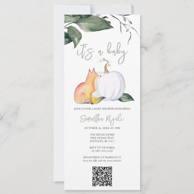 Invitación Watercolor Autumn Género Neutral Baby Shower (Anverso)