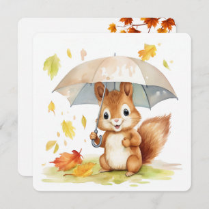 Invitación Watercolor Autumn Squirrel Baby Shower