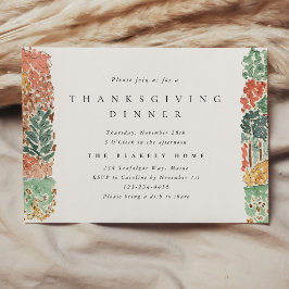 Invitación Watercolor Autumn Trees Thanksgiving Dinner