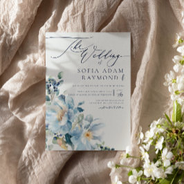 Invitación Watercolor Azul WInter Wedding