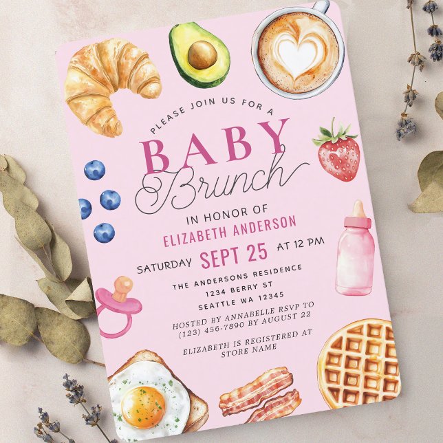 Invitación Watercolor Baby Brunch Chica Baby Shower (Subido por el creador)