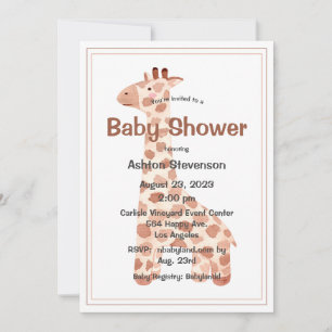 Invitación Watercolor Baby Giraffe Simple Baby Shower