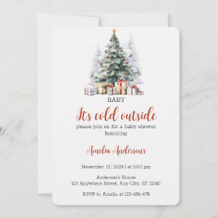 Invitación Watercolor Baby, hace frío fuera de Baby Shower